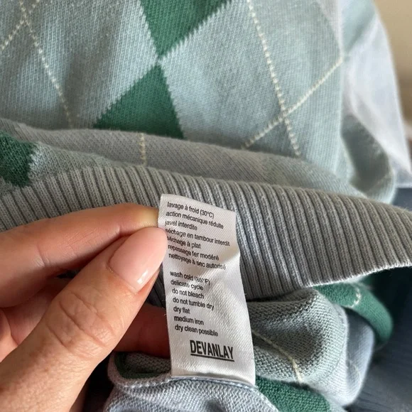 Lacoste Argyle Sweater in Light Blue and Green - Picture 10 of 10